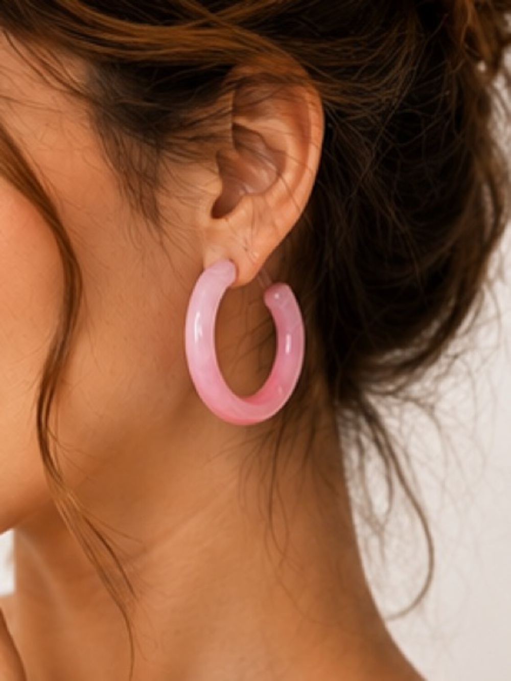 Bubblegum Pink Acrylic Hoop Earrings | Lightweight Statement Hoops